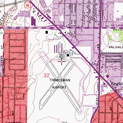 Topographic Map of Lawrence J Timmerman Airport, WI