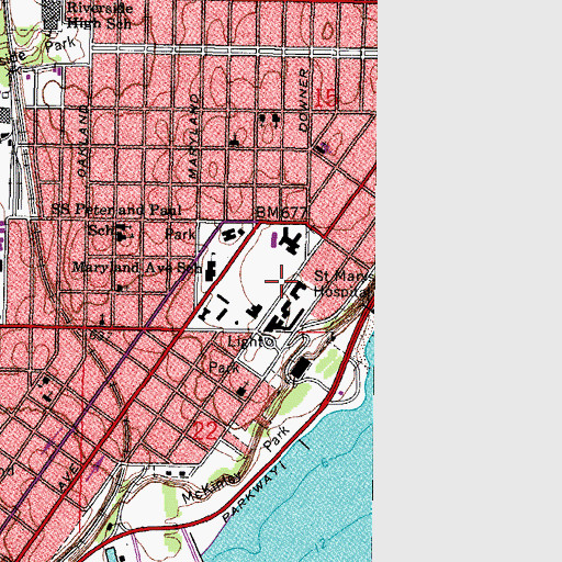 Topographic Map of Saint Marys Hospital of Milwaukee Heliport, WI