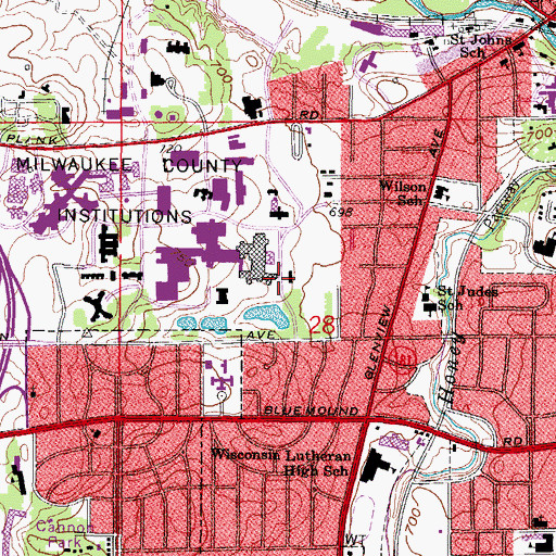 Topographic Map of Milwaukee County Medical Complex Heliport, WI