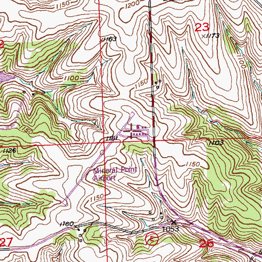 Topographic Map of Iowa County Airport, WI