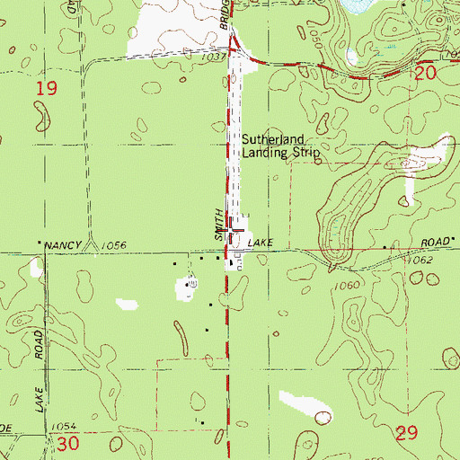 Topographic Map of Ben Sutherland Airport, WI
