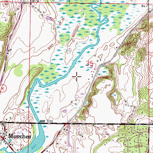 Topographic Map of Doering Farms Airfield, WI