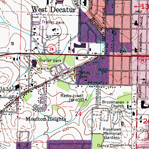 Topographic Map of Sykes Cemetery, AL