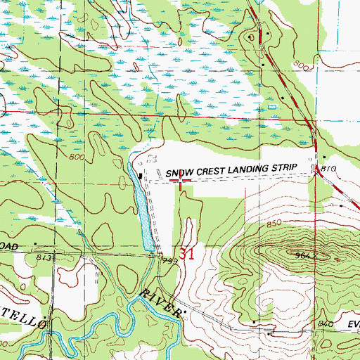 Topographic Map of Snow Crest Ranch Airport, WI