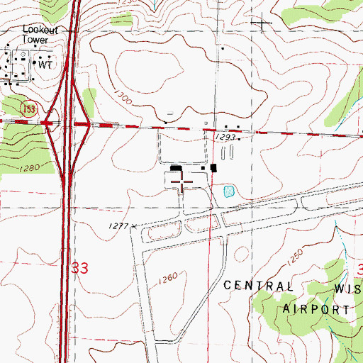 Topographic Map of Central Wisconsin Airport, WI