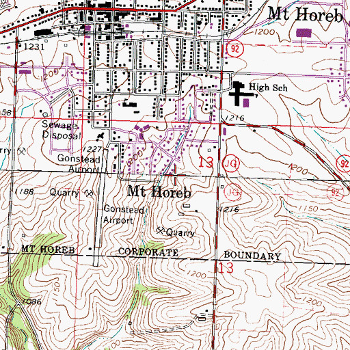 Topographic Map of Gonstead Airport (historical), WI