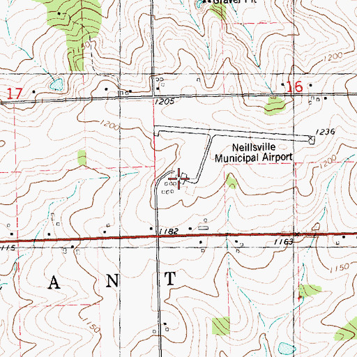 Topographic Map of Neillsville Municipal Airport, WI