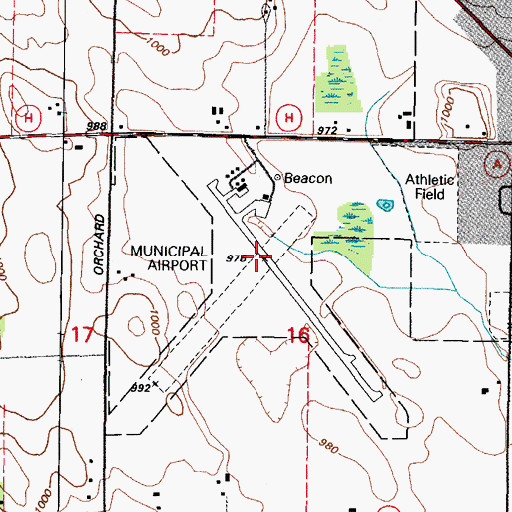 Topographic Map of New Holstein Municipal Airport, WI