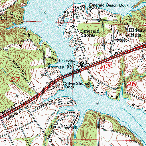 Topographic Map of Shoal Creek Bridge, AL