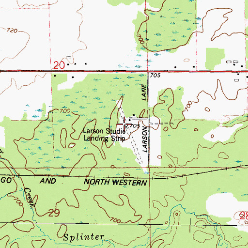 Topographic Map of Larson Studio Airport, WI