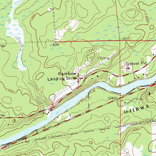 Topographic Map of Rainbow Airport, WI