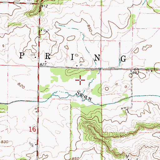 Topographic Map of Spring Valley Farm Airport (historical), WI