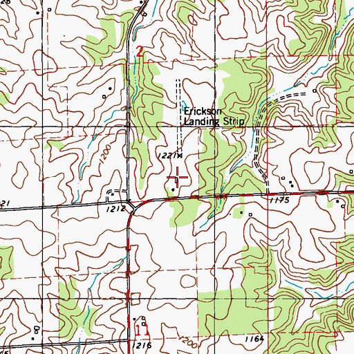 Topographic Map of Erickson Field, WI