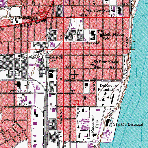 Topographic Map of Johnson Wax Heliport, WI