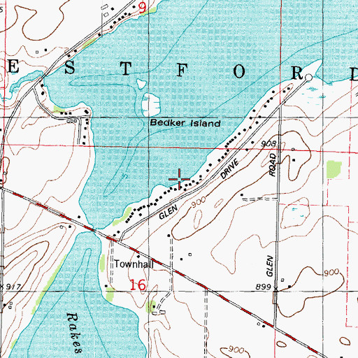 Topographic Map of Beaver Dam Lake Seaplane Base, WI