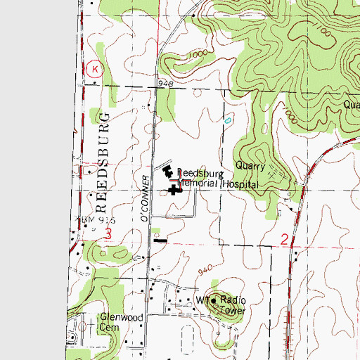 Topographic Map of Reedsburg Memorial Hospital Heliport, WI