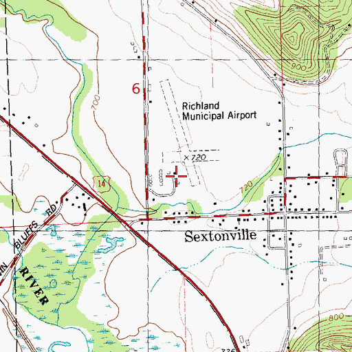 Topographic Map of Richland Airport, WI