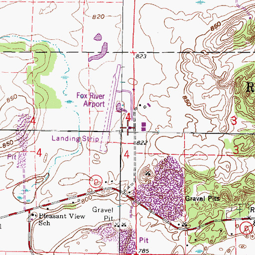 Topographic Map of Fox River Airport, WI