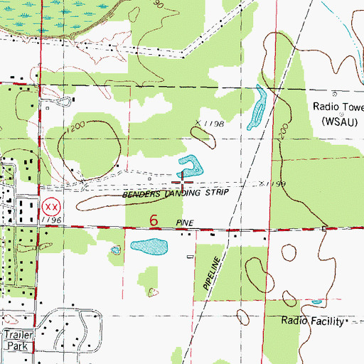 Topographic Map of Bender's Airport, WI