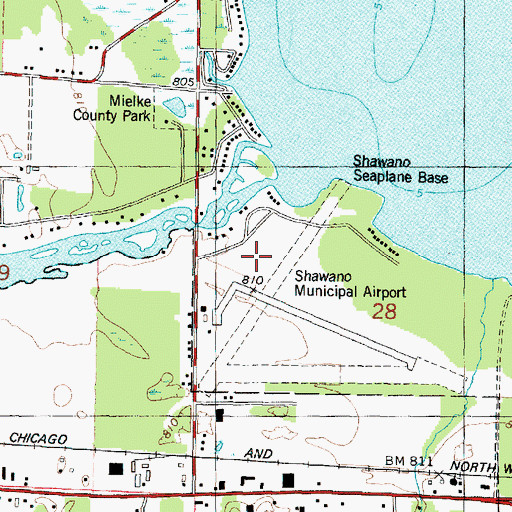 Topographic Map of Shawano Municipal Airport, WI