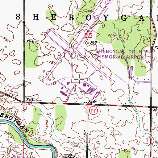 Topographic Map of Sheboygan County Memorial Airport, WI
