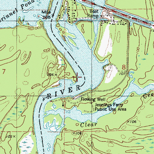 Topographic Map of Jennings Ferry (historical), AL