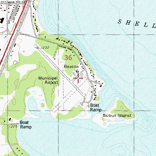 Topographic Map of Shell Lake Municipal Airport, WI