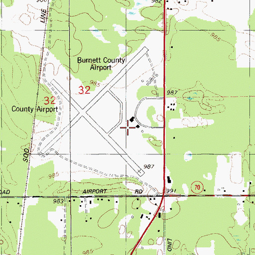 Topographic Map of Burnett County Airport, WI