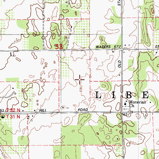 Topographic Map of Hill Road Airport (historical), WI