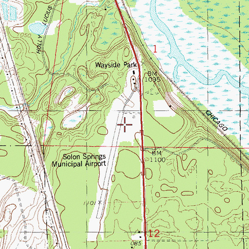 Topographic Map of Solon Springs Municipal Airport, WI