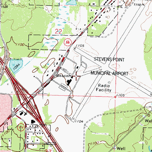 Topographic Map of Stevens Point Municipal Airport, WI
