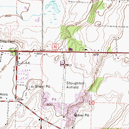 Topographic Map of Matson Airport, WI
