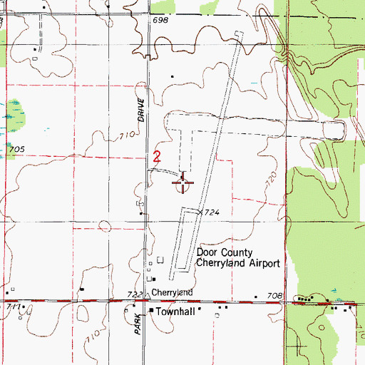 Topographic Map of Door County Cherryland Airport, WI