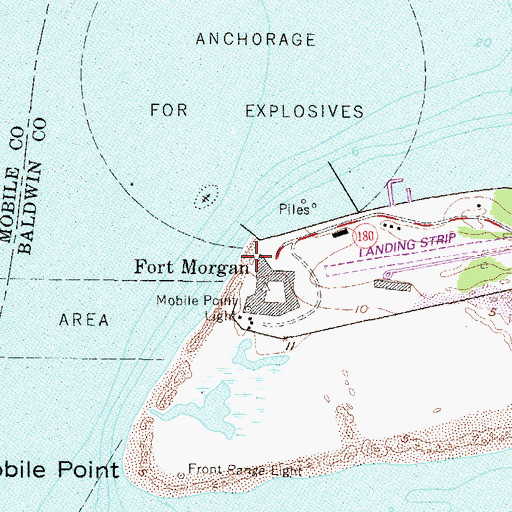 Topographic Map of Battery Schenck (historical), AL