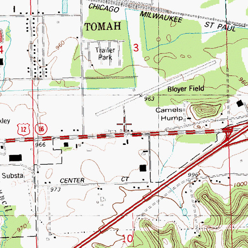 Topographic Map of Bloyer Field, WI