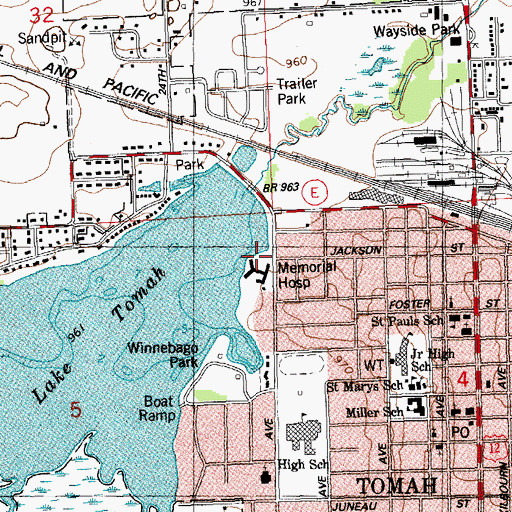 Topographic Map of Tomah Memorial Hospital Heliport, WI