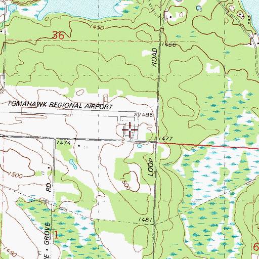Topographic Map of Tomahawk Regional Airport, WI