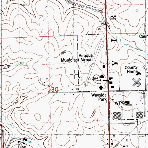 Topographic Map of Viroqua Municipal Airport, WI