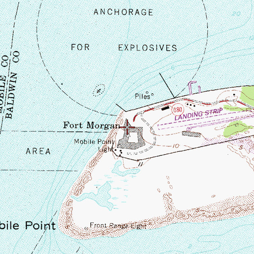 Topographic Map of Battery Thomas (historical), AL