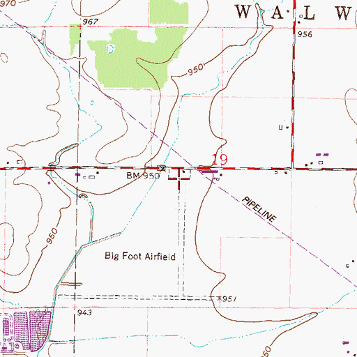 Topographic Map of Big Foot Airfield, WI