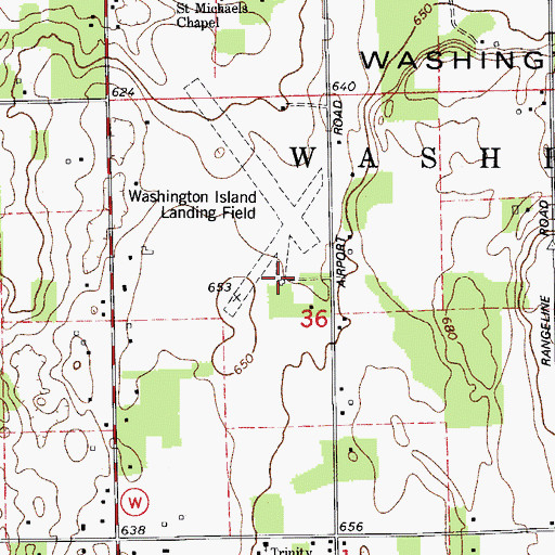 Topographic Map of Washington Island Airport, WI