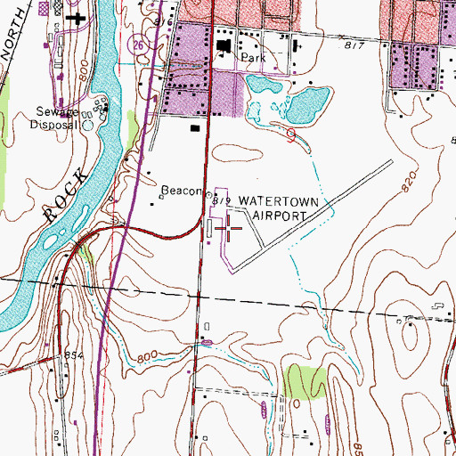 Topographic Map of Watertown Municipal Airport, WI