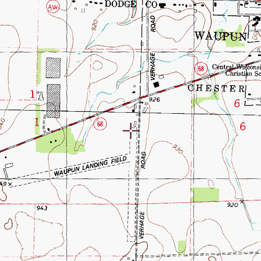 Topographic Map of Waupun Airport, WI