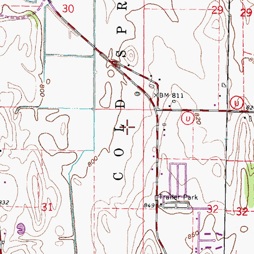Topographic Map of Gutzmer's Twin Oaks Airport, WI