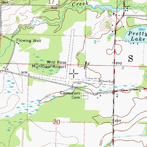 Topographic Map of Wild Rose Idlewild Airport, WI