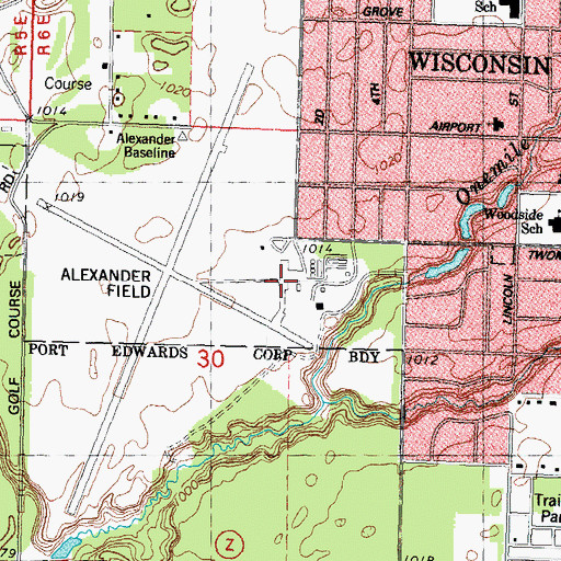Topographic Map of Alexander Field South Wood County Airport, WI