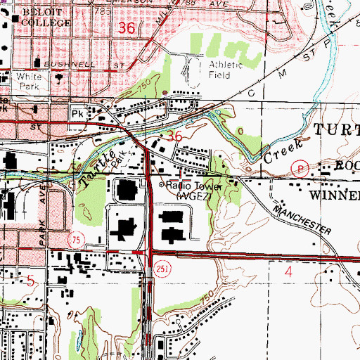 Topographic Map of WGEZ-AM (Beloit), IL