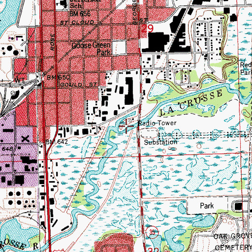 Topographic Map of WLFN-AM (La Crosse), WI
