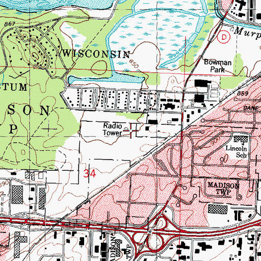Topographic Map of WHA-AM (Madison), WI