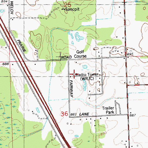 Topographic Map of WRJC-AM (Mauston), WI